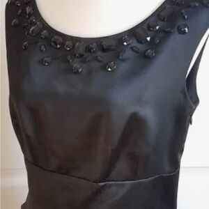 LOFT Black Embellished Blouse with Satin Finish